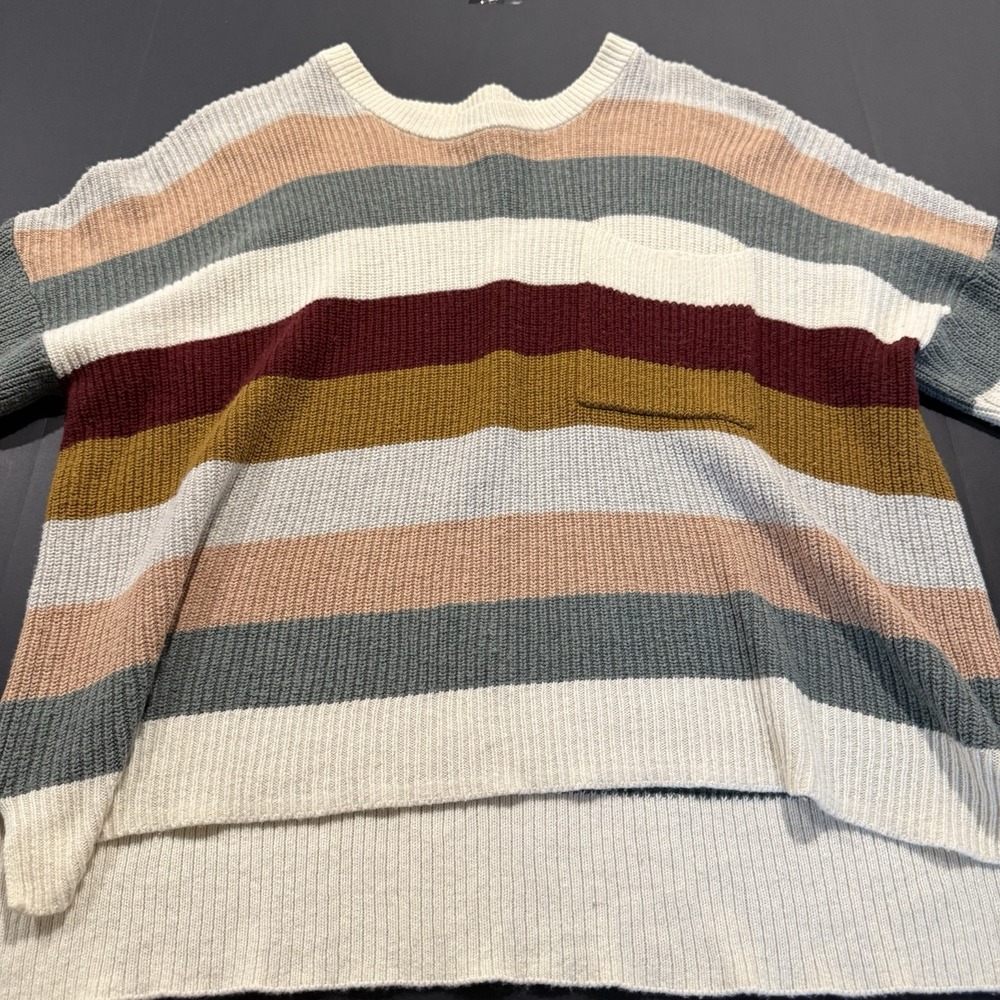 Madewell Women's Pullover Long Sleeve Knit Sweater Size XL Walton Stripe Pocket - Picture 2 of 9